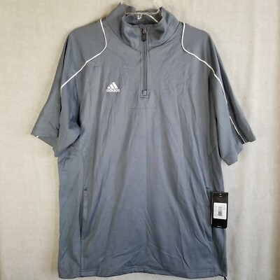 NWT Adidas Mens Medium Hot Jacket Game Day 1/4 ZIP Lead Gray Performance Poly
