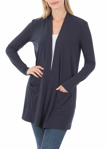Womens Long Sleeve Draped Slouchy Mid Length Cardigan - Picture 29 of 40
