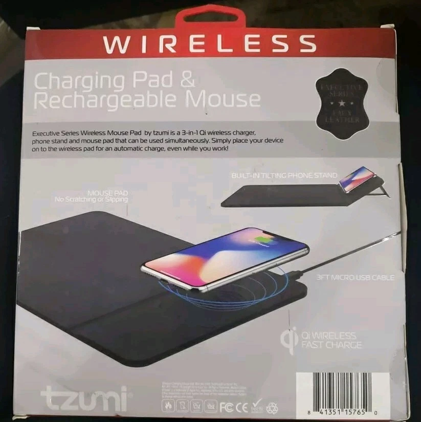 Almohadilla de carga inalámbrica Tzumi y mouse inalámbrico recargable con carga Qi incorporada Foto 2 de 2