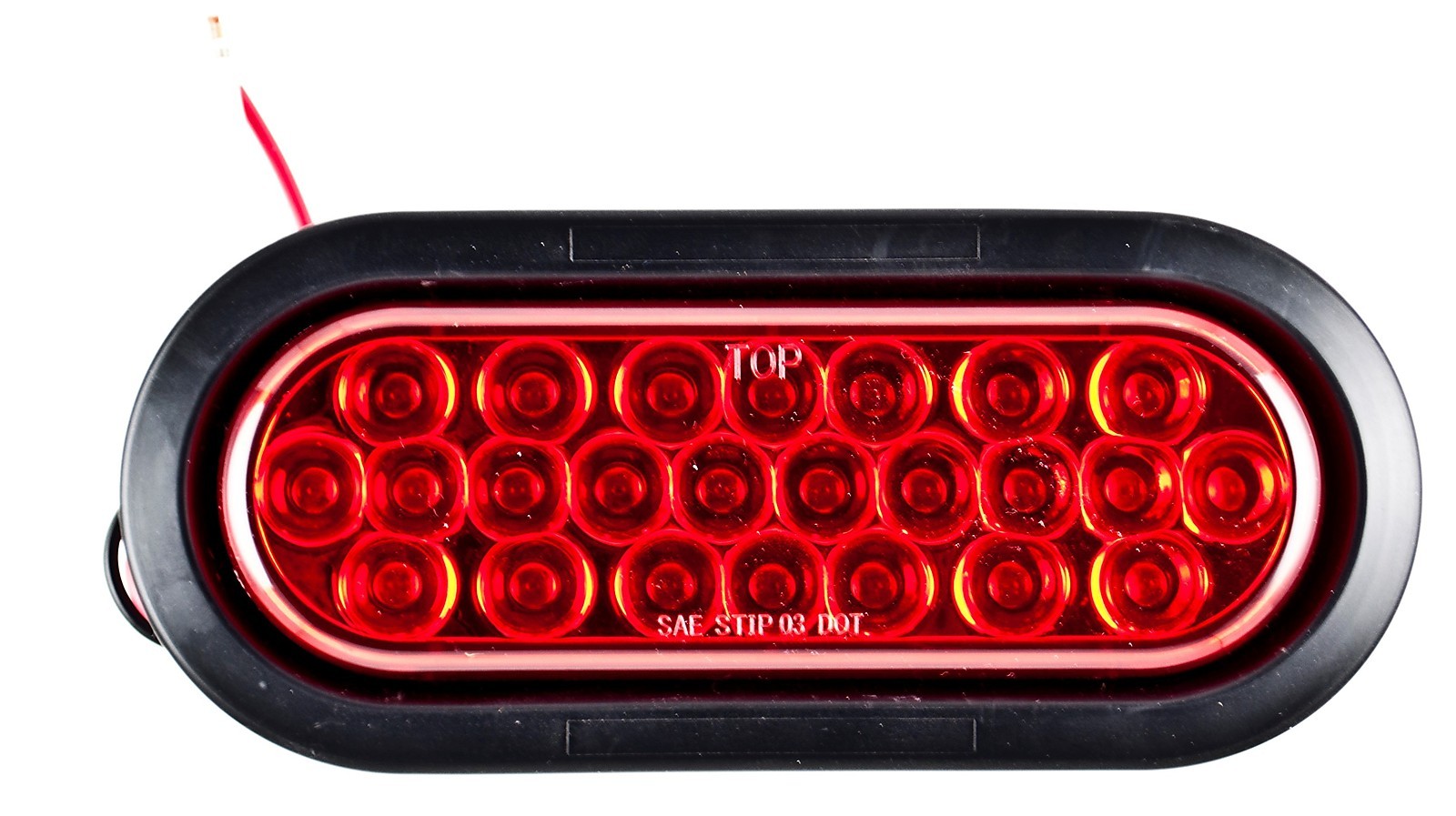 6" Inch Red Oval 24 LED Stop/Turn/Tail Truck Light w Grommet+Pigtail