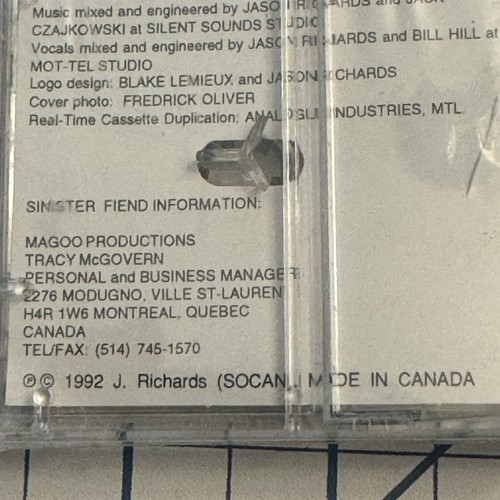 Sinister Fiend Cassette SPEED METAL 1992 Unopened Magoo Prod Canada I Am You - Picture 4 of 6