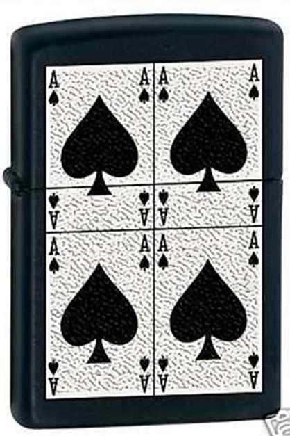 Acid Black Cherry ヤス ZIPPO Zippo Lighter Satin Chrome, Devilish Ace - KnifeCenter - 48658