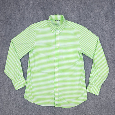 Vineyard Vines Shirt Men Small Green On The Go Check Performance OTG brrr Bright