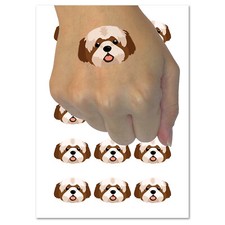 Shaggy Shih Tzu Dog Head Temporary Tattoo Water Resistant Fake Body Art Set