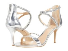 Jewel Badgley Mischka Celine Sandals Women's US 6 Silver Stiletto Heel KHD353