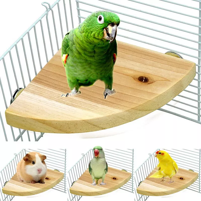 Pet Bird Parrot Wood Platform Stand Rack Toy Hamster Perches For Bird Cage