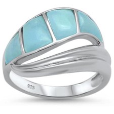 Natural Larimar New Design .925 Sterling Silver Ring