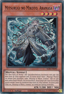 YU-GI-OH, MITSURUGI NO MIKOTO, ARAMASA, SR, ALIN-DE090, 1. Auflage, TOP
