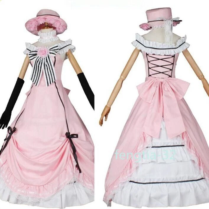 Косплей аниме черный дворецкий Ciel Phantomhive платье костюм розовый горничной полный комплект новый - Изображение 2 из 4