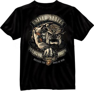 T-Shirt United States Marines Corps Bulldog USMC Schwarz
