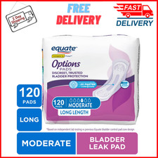 Equate Options Women's Incontinence Pads, Leak Protection, Long Length, 120Count