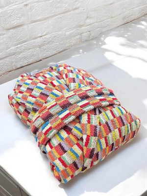 Multicolor Turkish Cotton Bathrobe Handwoven Organic Cotton Spa Robe