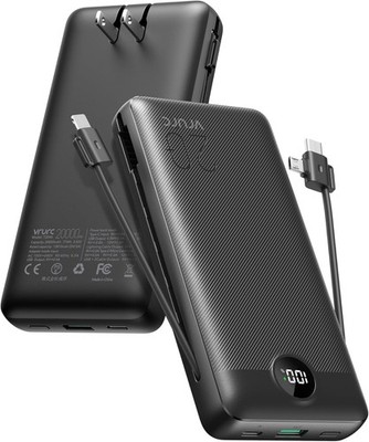 VRURC Portable Charger 20000mAh, Fast Charging Power Bank USB C - Black