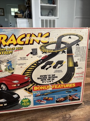 Vintage Tyco 2-in-1 Racing Slot Car Race Track Set NEW Bonus Drag
