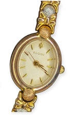 Vintage Elgin Women's Gold Silver Tone Quartz Watch ELA135B Needs Battery