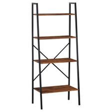 HOMCOM 4-Tier Minimalistic Ladder Shelf Unit Steel Frame Display Storage