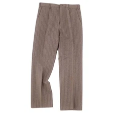 Gucci Men's 44 (S) Mocha Brown Pants Long Slacks Wool Striped Used MOLO-0