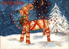 Straw Horse Christmas Denmark vintage postcard n296