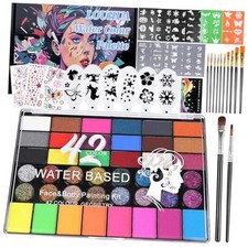 42 Colors Face Painting Kit for Kids, Professional Water Activated FacePaint