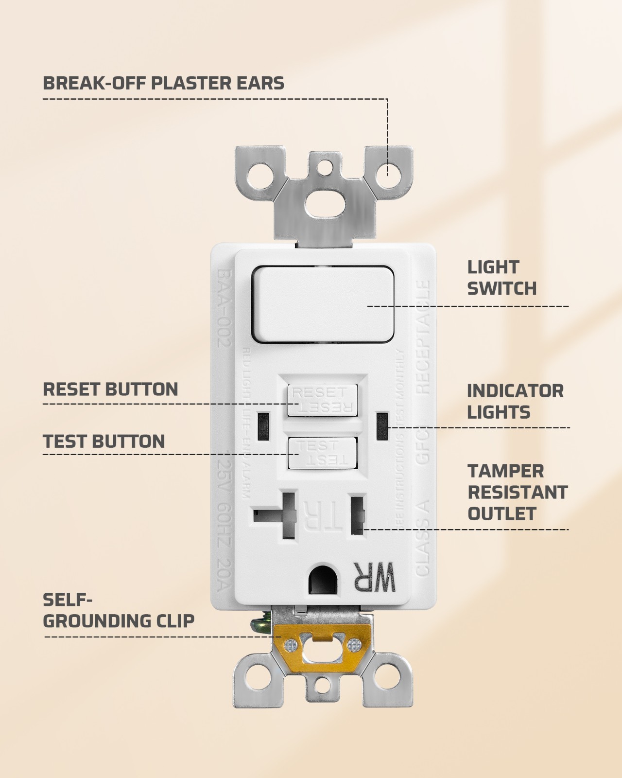 DEWENWILS 20A GFCI Switch Outlet Combo,Tamper-Resistant GFCI Electrical Outlet