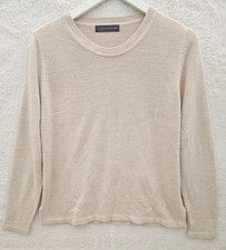 Marks And Spencer Crew Neck Beige Long Sleeve Sweater Jumper Womens Medium