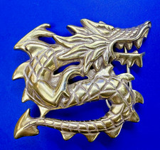 Mystical Chinese Dragon Mythology Figural Cutout Vintage Gold Color Belt Buckle