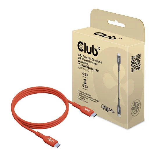 Club3D CAC-1511 USB-C cable USB 2.0 USB-C plug 1m Orange - Image 2