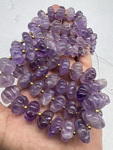 Graduated Chevron Amethyst Carved Pumpkin Beads Size 5x8mm-10x14mm 18'' Strand