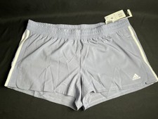 NWT adidas Women's Pacer 3-Stripes Woven Shorts Silver Violet White Size XL