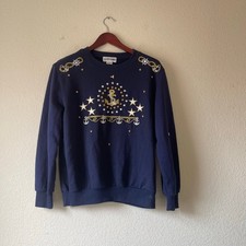 Vintage nautical embroidered and embellished sweatshirt size small