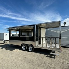 New BBQ Food Trailer with Porch & Hood - Mobile Kitchen Concession Vending Truck