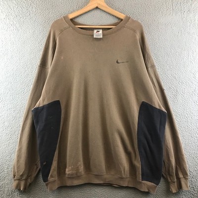 Vintage Nike Sweatshirt Mens XL Brown Crewneck Pullover Reworked