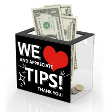 Tip Jar for Bartender Acrylic Tip Box for Money Suggestion Box Donation Jar Box