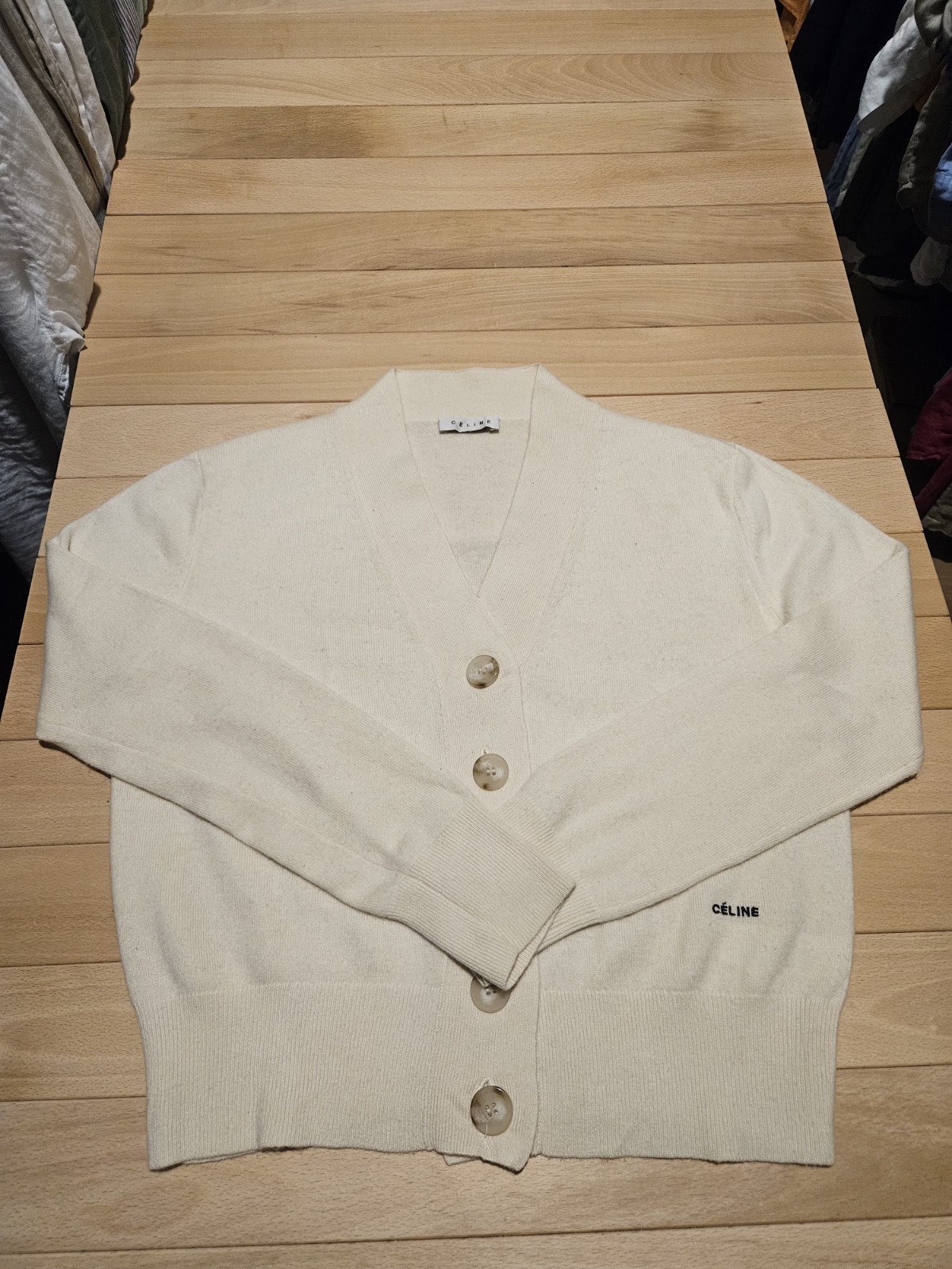 Céline Women's 100% Cashmere Cardigan Sweater Size Cashmere Kasmir