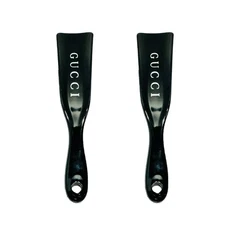 Lot Of 2 Gucci Authentic Small Plastic Shoe Horn 7" Logo Spell Out Black NWOT
