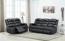 Luxury Comfy Leather Recliner Sofa - 2 Seater + 3 Seater