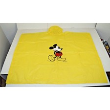 Mickey Mouse Rain Poncho One Size Fits All Yellow Hooded Theme Park Souvenir