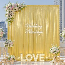 10x10FT Gold Sequin Backdrop Curtains Thick Glitter Photo Background Drapes