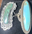 Real vintage Navajo Sterling Silver ans Blue Turquoise Ring Lot 2 Size 6.5
