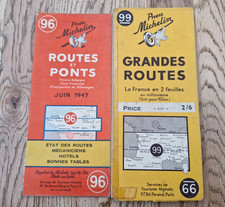 VINTAGE MICHELIN 96 FRANCE/BELGIUM ROAD MAP JUNE 1947 & 99 FRANCE ROAD MAP 1946