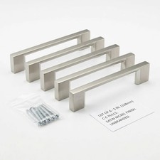 Lot of 6 Unbranded 5-in Center to Center Cabinet Pull, Satin Nickel