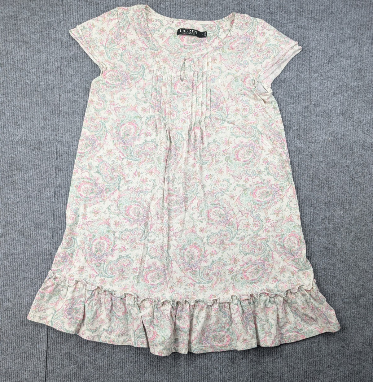 Ralph Lauren Pajama Dress Womens Small Sleep Paisley Pink Preppy Monogram Logo