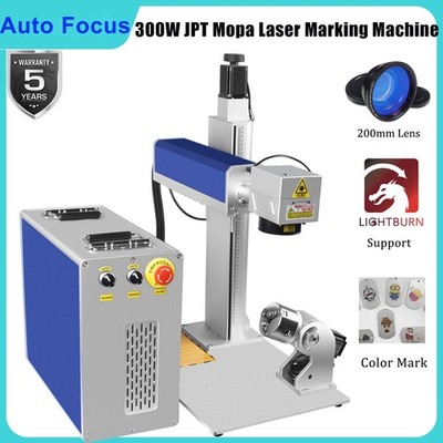 JPT 300W Mopa Fiber Laser Marking Machine Laser Engraver Autofocus Rotary Axis