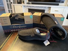 LOT OF TWO 2 Dearfoams Men's Slippers Black Heather Size 13-14 XL Memory Foam