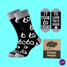 EFFEET Men's Novelty Socks, 60th Birthday Gift, Cotton Blend, Black, UK 9-11