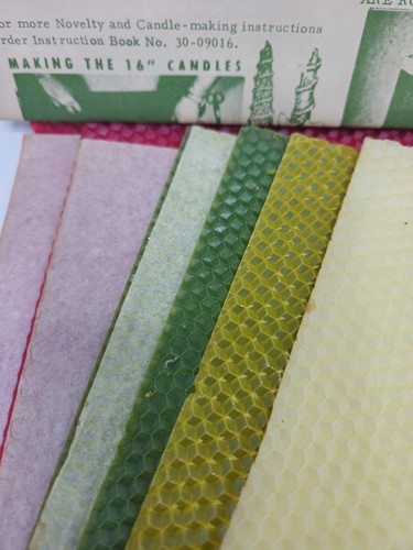 MCM Vintage Honeycomb Candles Kit 6 16"x7.5" Beeswax Sheets Wicking Sequins - Picture 9 of 11