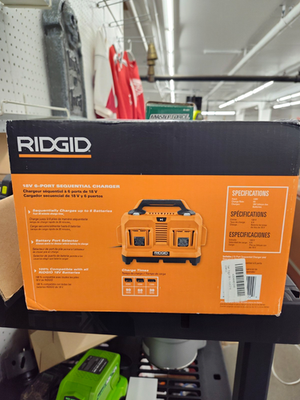 #ad RIDGID 18V Orange 6 Port Sequential Charger Charges Up to 6 Batteries $80.00