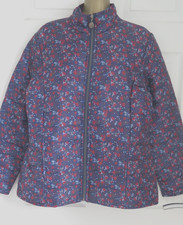 WOMEN'S ANNE DE LANCAY NAVY BLUE RED MIX PADDED QUILTED JACKET size MEDIUM 12 14