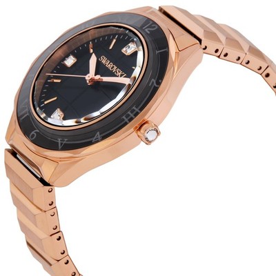 Swarovski Dextera 37mm Black Rose Gold Watch 5641294 Swiss Made
