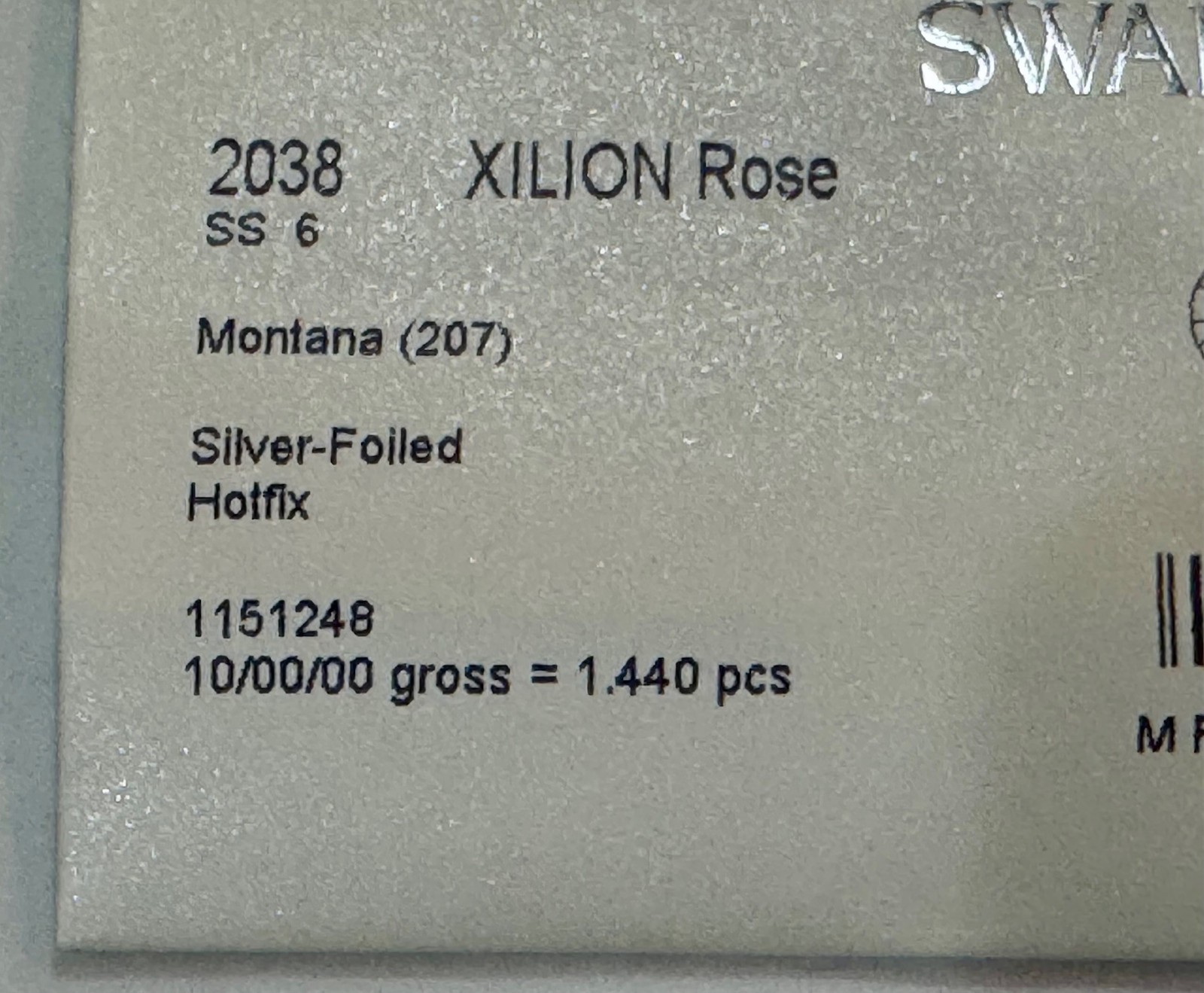 Swarovski 2038 XILION Rose SS6 Montana (207) Silver Foiled HotFix 10 gross